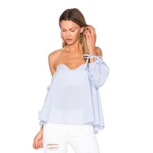 Central Park West Vero Cold Shoulder Blouse Blue Stripe Size Extra Small NWT